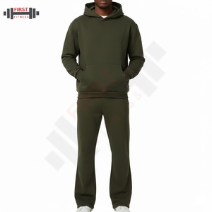 Survêtement pour homme en molleton de coton et polyester, poids lourd, confortable, 500 g/m², avec des patchs brodés délavés au soleil - Product Image 1