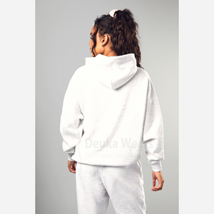 Sudaderas con capucha informales bordadas GSM 400 para mujer con 80% Algodón 20% poliéster hombros caídos sudaderas con capucha de gran tamaño - Product Image 2