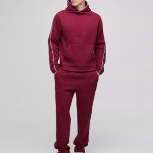 Latest Fashion Casual Winter Hooded Men's Tracksuits Quick Dry Breathable 2-Piece Pullover Hoodie & <b>Trouser</b> Set Custom Logo - Product Image 4