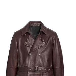 Manteau en cuir d'hiver pour hommes, manteau en cuir d'extérieur durable à double boutonnage pour l'extérieur - Product Image 5