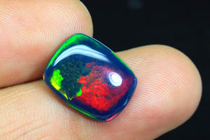 Natural Honeycomb Ethiopian <b>Black</b> Opal Gemstone Semi Precious Rainbow Flashy Cushion Smooth <b>Polished</b> <b>Black</b> Opal Cabochon - Product Image 4