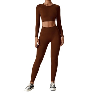 Conjunto Deportivo de Yoga para Mujer, Ropa Deportiva de Gimnasio, Fitness, Manga Larga, Fibra de Bambú, Leggings de Talla Grande para Mujer 2026 - Product Image 5