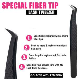 Pince à épiler pour extensions de cils en acier inoxydable recouvert de couleur noire, prix de gros, meilleure qualité, pince à épiler pour cils, marque privée - Product Image 2