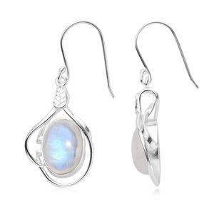 Best Quality 925 Sterling Silver Plated Bohemian Style Fashionable Rainbow <b>Moonstone</b> Gemstone Natural Bezel Anniversary <b>Earring</b> - Product Image 3