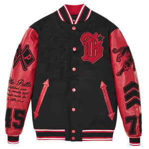 Chaqueta de Béisbol Personalizada de Alta Calidad para Hombre con Bordado, Estampado, Parches Universitarios, Logotipo Frontal, Estilo Grafiti - Product Image 1