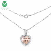 Collier pendentif de luxe en or blanc 14K 18K avec diamant rose de laboratoire taille cœur, certifié IGI, bijoux pour femme