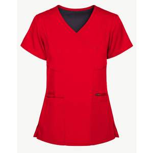 ชุดสครับเนอร์คอวีสำหรับผู้หญิงชุดพยาบาลคลินิกโรงพยาบาลคลินิกสปาร้านทำสปาดีไซน์เนอร์ออกแบบได้ตามต้องการ - Product Image 2