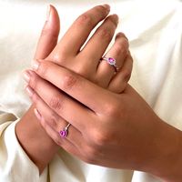 18K Gold 1 Karat Labor-gezüchteter Rosa Saphir Ovaler Schliff Ring |   Verlobungsring für Frauen |   Großhandel & Dropshipping Schmuck