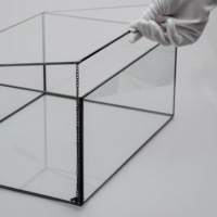 Boîte en verre grande taille avec cadre en acier inoxydable noir, design moderne et luxueux, multifonctionnelle pour le rangement et l'organisation de bijoux