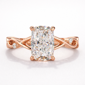 Radiant Cut Moissanite Diamond Engagement <b>Ring</b> 14K Gold Elegant Wedding Band - Product Image 3