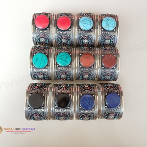 สินค้าขายดีกำไลข้อมือเงินสไตล์เยอรมันเครื่องประดับทำมือสำหรับผู้หญิงคอลเลกชันเทศกาลโบโฮตัวหนา - Product Image 2