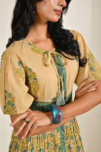 Wholesale <b>Bohemian</b> Style Midi <b>Dress</b> for Women Comfortable Pure 100% Cotton Hand Block Printed Floral Breathable Casual Wear - Product Image 4