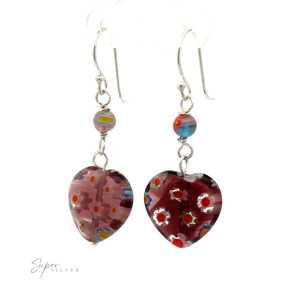 Beaded Resin Floral <b>Heart</b> <b>Earrings</b> - Product Image 2