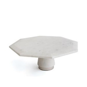 Présentoir à gâteaux en pierre de travertin de luxe de qualité supérieure avec base en bois de noyer élégant plateau de présentation de desserts décor de table de mariage tendance - Product Image 3