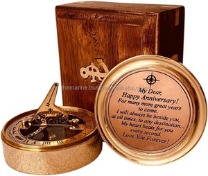 Wholesale Manufacturer Engraved Nautical Brass Sundial Compass Perfect Guide Camping Hiking <b>Presented</b> Wooden <b>Box</b> Gift Husband - Product Image 1