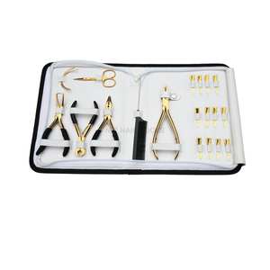 Kit d'outils pour extensions de cheveux comprenant un plieur plat, un pince à retirer les micro-perles, un coupe-liant, des aiguilles à coudre, des clips en acier inoxydable - Product Image 1
