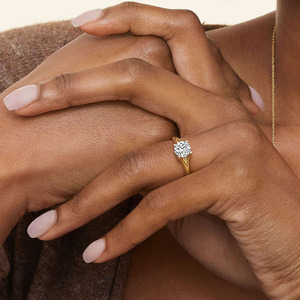 Classic Round Cut Lab Grown Diamond <b>Ring</b> in 925 Silver <b>Split</b> Shank Solitaire Design for Elegant Engagement & Wedding <b>Rings</b> - Product Image 2