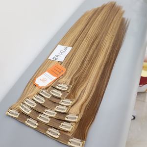 Cheveux humains vietnamiens haute qualité personnaliser poids pour ensemble prix de gros pas de fibres synthétiques point culminant clip dans les extensions de cheveux - Product Image 1