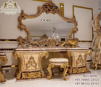 Coiffeuse sculptée lourde de style français Coiffeuse de luxe en style couronne Coiffeuse spéciale sculptée