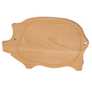 Planche à découper en bois de hêtre en forme de cochon 41x24 cm avec rainure à jus, finition non poncée, plateau de service, vente en gros, personnalisable avec logo - Product Image 4