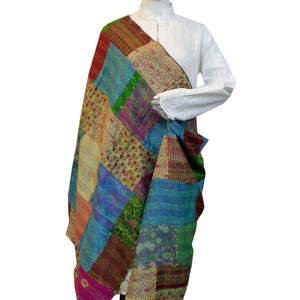 Écharpe Kantha en Soie Réversible de Luxe Faite à la Main, en Coton de Haute Qualité, Meilleure Vente, Écharpes Fantaisie Confortables - Product Image 6