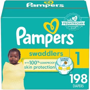 Couches Pampers Swaddlers-Taille 1, un mois d'approvisionnement (198 pièces), couches jetables ultra douces pour bébé - Product Image 6