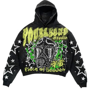 Sudadera con capucha pesada de gran tamaño con logotipo personalizado 100% algodón Unisex de talla grande sudaderas con capucha y sudaderas para hombre - Product Image 1