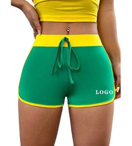 กางเกงยีนส์ขาสั้นเอวสูงสีขาวสีฟ้าแต่งระบายสำหรับผู้หญิงกางเกงยีนส์ขาสั้นยืดหยุ่น S-5XL - Product Image 1