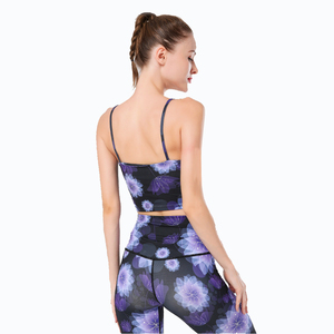 Ensemble de yoga pour femmes à imprimé floral, 2 pièces : haut court à bretelles et leggings taille haute longueur intégrale, extensible dans les quatre sens - Product Image 6