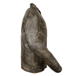 Chaqueta de Motociclista de Cuero Genuino de Alta Calidad para Hombre, Ropa de Calle, Bordada, Clásica, de Moda, para Uso en Exteriores, Cuello Alto, Invierno - Product Image 5