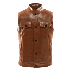 Breathable Winter Wear All Sizes Available <b>Men's</b> High Quality Breathable Heavyweight Leather <b>Vest</b> Logo Casual Wear Best Arrival - Product Image 2