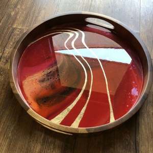 Atractiva bandeja de servicio de resina de diseño hecho a mano de una sola pieza con calidad extra premium a las mejores tarifas - Product Image 3