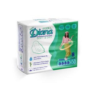 Diana-compresas sanitarias de sequedad Extra, fibra de algodón Natural Ultra suave y seca, disponible al mejor precio - Product Image 3