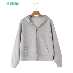 Nouveau design, meilleure qualité, sweat à capuche zippé unisexe en molleton bouclette, effet vieilli, délavé à l'acide, logo brodé, 100% coton - Product Image 4