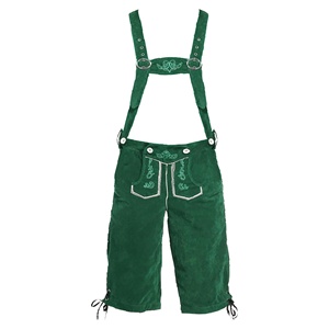 Lederhosen tradicionales bávaros unisex, traje tradicional alemán para Oktoberfest, bordados, de cuero de vaca medio, antiarrugas, kneibund. - Product Image 5