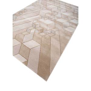 พรมขนสัตว์ผสมวิสโคสทอมือลายเรขาคณิตสีงาช้าง ขนาด 4 เมตร รูปทรงสี่เหลี่ยมผืนผ้า สำหรับห้องโถง ตกแต่งบ้าน ห้องนั่งเล่น ความหนา 10 มม. - รุ่น Tnq-3229 - Product Image 2