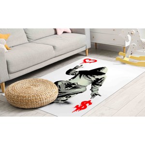 Alfombra Banksy: Alfombra con Estampado de Arte de Graffiti 'Love or Money', Alfombra Suave con Pelo Largo - Product Image 2
