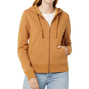 Sweat-shirts d'hiver décontractés pour femmes 100% coton confortables à capuche avec fermeture éclair en polaire mélangée imprimés couleurs personnalisées devant haute qualité - Product Image 1