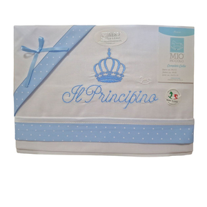 Mio Piccolo Brand Baumwolle Set mit 3 bestickten Krippen blättern Made in Italy für Babys und Kranken häuser - Product Image 1