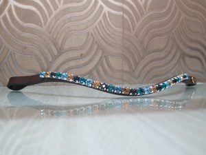 Fronture de cheval en cuir de qualité supérieure avec design incurvé et strass, accessoire pour bride de cheval - Product Image 3