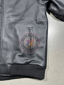 Vestes bomber à fermeture éclair de style streetwear, fabrication sur mesure, vente en gros, cuir de vache véritable, cuir pleine fleur naturel, approvisionnement en usine - Product Image 4