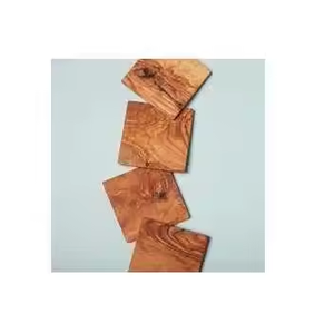 Sous-verres en bois faits main de style classique, écologiques, en noyer arrondi imprimé, décoratifs, personnalisables, artisanat en forme de croissant - Product Image 2
