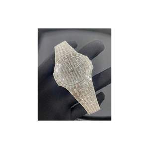 Montre Moissanite en verre à quartz carré de 42mm approuvée par testeur de diamants | Style d'affaires squelette glacé de luxe VVS - Product Image 1