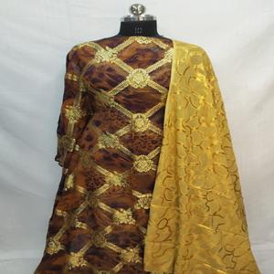 Ensemble Dashiki à manches longues en tissu respirant, brodé et gaufré de fleurs parfumées violettes, original Maqbal Dirac, pour l'été et le printemps - Product Image 1