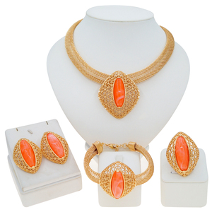 Zhuerrui Italiano disegni in oro da donna Set di gioielli da festa Fine bigiotteria di lusso grandi collana di gioielli Set HC2500314 - Product Image 6