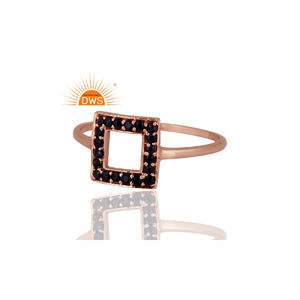 Anillo apilable de plata de ley hecha a mano en India, chapado en oro rosa, con piedra preciosa de zafiro azul natural, joyería fina para mujer. - Product Image 4