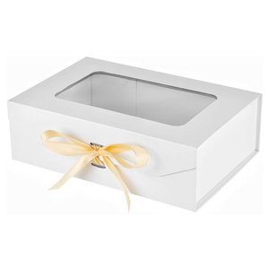 Elegante presentación ventana regalo caja al por mayor con cinta y tapa magnética caja de Perfume papel al por mayor buena calidad - Product Image 1