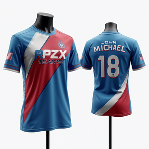 Ropa deportiva de cuello redondo de malla transpirable sublimada personalizada, camisetas de pesca de fútbol y baloncesto para hombres respetuosas con el medio ambiente - Product Image 2