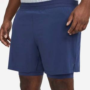 กางเกงขาสั้นออกกำลังกายผู้ชายคุณภาพสูงขายส่ง พิมพ์โลโก้ได้ตามต้องการ ผ้าฝ้าย 100% ระบายอากาศ แห้งเร็ว เอวยางยืด สีน้ำเงินกรมท่า - Product Image 5