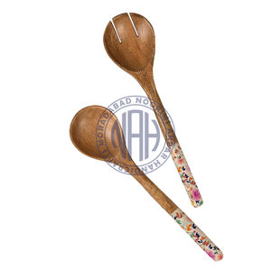 Ensemble d'ustensiles cuillère et fourchette en bois de manguier émaillé, couverts rustiques faits à la main, ustensiles de cuisine, vente en gros, fabricant de commandes en gros - Product Image 3